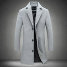 Denis | Manteau Long Homme Droit à Revers, Toucher Laine - Gris clair
