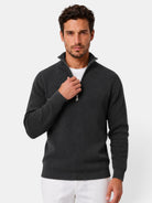 Désiré | Pull Homme Côtelé à Col Zippé Coupe Décontractée - Noir