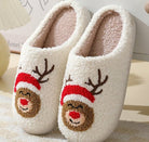 Dominique | Chaussons Femme Moelleux Motif de Noël Semelle Antidérapante - Renne au bonnet