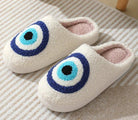 Dominique | Chaussons Femme Moelleux Motif de Noël Semelle Antidérapante - Œil bleu