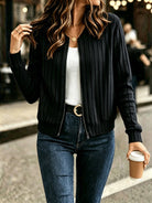 Gilet femme côtelé zippé, maille à manches longues