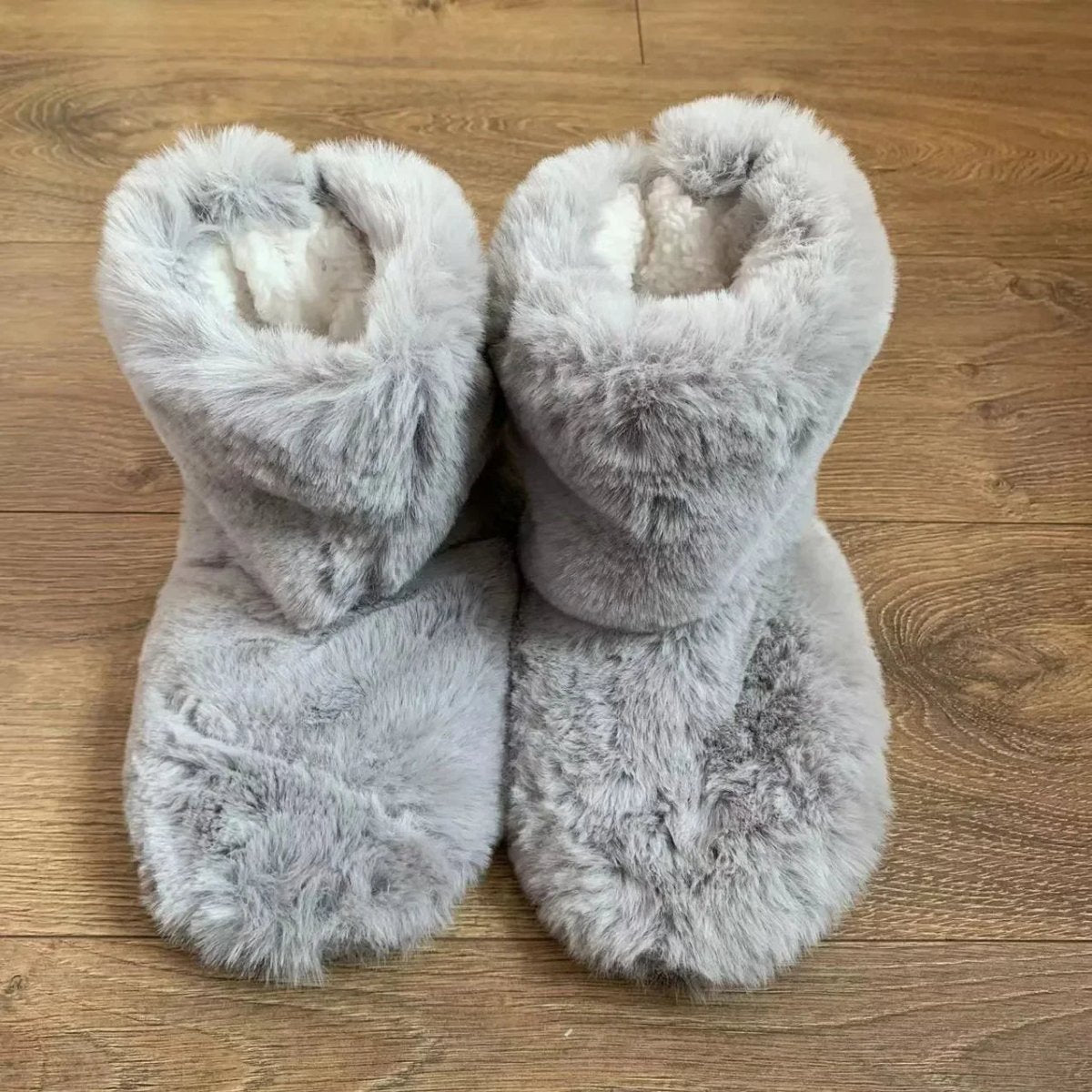 Edith | Chaussons Bottillons Femme en Fausse Fourrure Douce - Gris clair