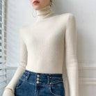 Edwige | Pull Col Roulé Femme Ajusté Toucher Cachemire - Crème