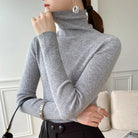 Edwige | Pull Col Roulé Femme Ajusté Toucher Cachemire - Gris