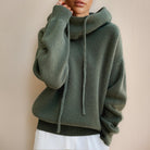 Éléa | Pull à Capuche Femme Grosse Maille et Col Montant - Vert