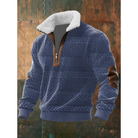Éloi | Pull Homme Demi-Zip à Col Sherpa et Motif Effet Tricot - Bleu