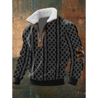 Éloi | Pull Homme Demi-Zip à Col Sherpa et Motif Effet Tricot - Noir et brun