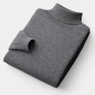 Émile | Pull Col Roulé Homme en Maille Toucher Laine à Finitions Côtelées - Gris foncé