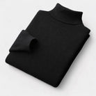 Émile | Pull Col Roulé Homme en Maille Toucher Laine à Finitions Côtelées - Noir