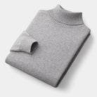 Émile | Pull Col Roulé Homme en Maille Toucher Laine à Finitions Côtelées - Gris clair