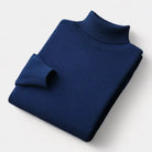 Émile | Pull Col Roulé Homme en Maille Toucher Laine à Finitions Côtelées - Bleu marine