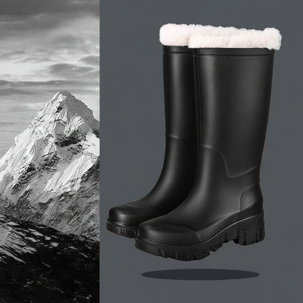 Emma | Bottes de Pluie Fourrées Femme, Tige Mi-Haute ou Haute - Noir (haute)