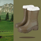 Emma | Bottes de Pluie Fourrées Femme, Tige Mi-Haute ou Haute - Taupe (mi-haute)