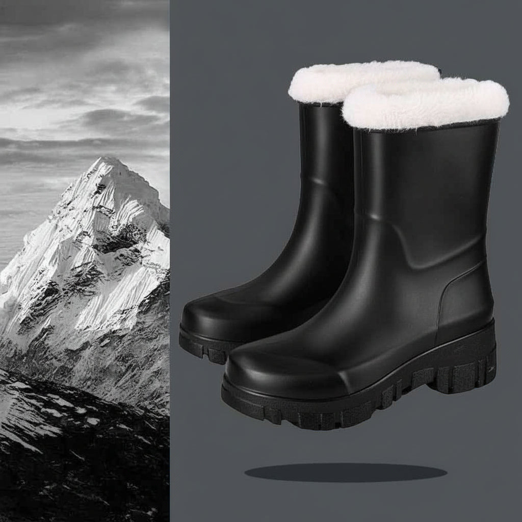 Emma | Bottes de Pluie Fourrées Femme, Tige Mi-Haute ou Haute - Noir (mi-haute)