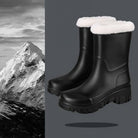 Emma | Bottes de Pluie Fourrées Femme, Tige Mi-Haute ou Haute - Noir (mi-haute)