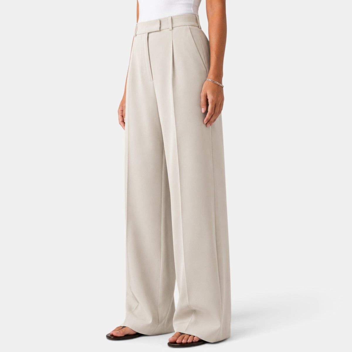 Estelle | Pantalon Habillé Femme Taille Haute à Jambe Large et Pinces - vue 2
