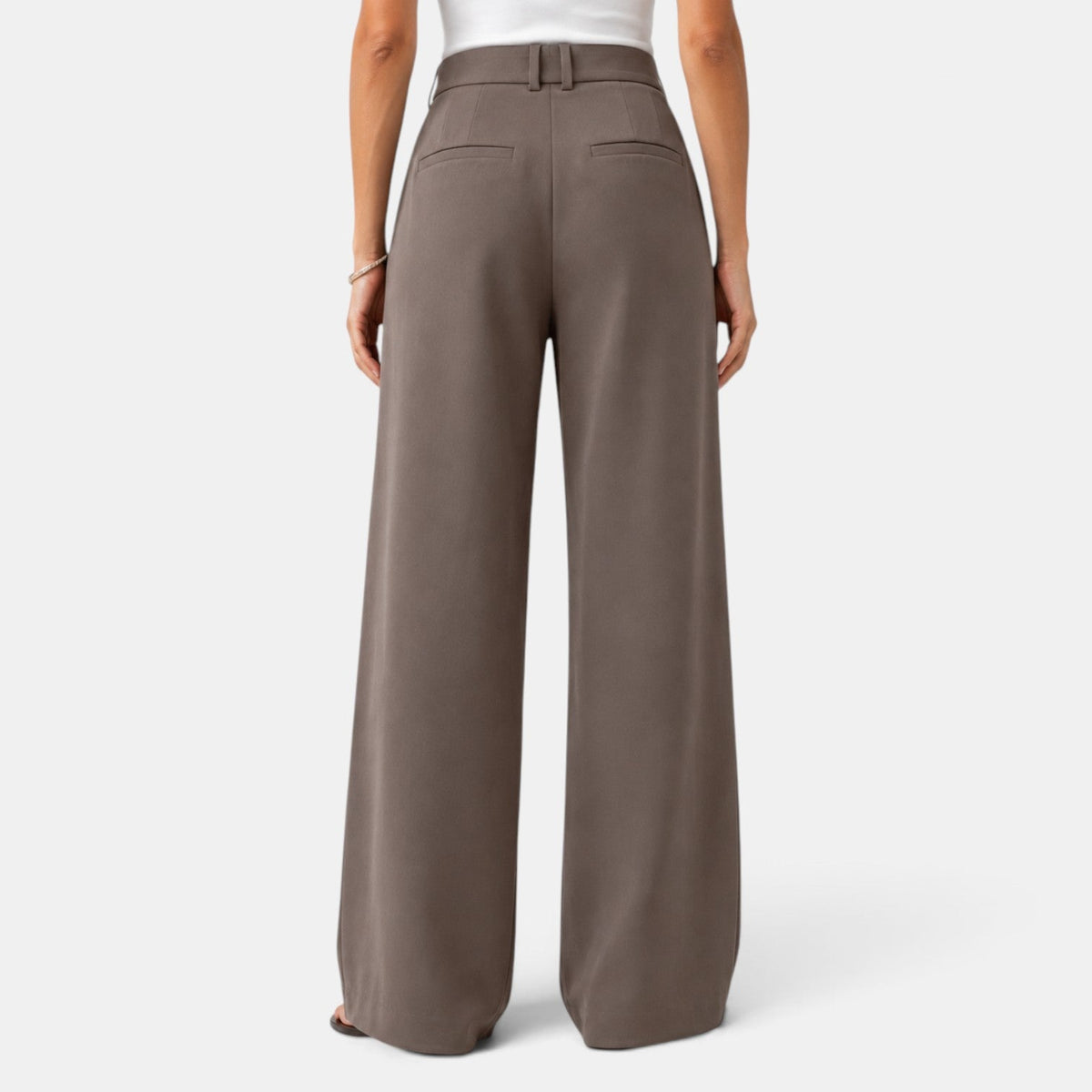 Estelle | Pantalon Habillé Femme Taille Haute à Jambe Large et Pinces - vue 9
