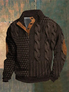Eudes | Pull Homme Col Montant Boutonné à Motif Torsadé - Marron