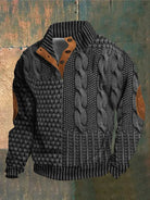 Eudes | Pull Homme Col Montant Boutonné à Motif Torsadé - Gris