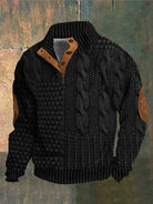 Eudes | Pull Homme Col Montant Boutonné à Motif Torsadé - Noir