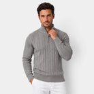 Félix | Pull Homme Maille Torsadée à Col Camionneur Zippé - Gris