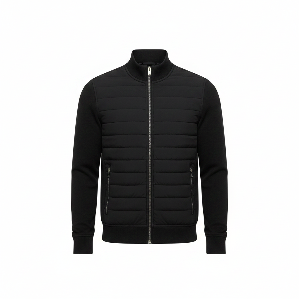 Ferdinand | Veste Hybride Homme Matelassée à Col Montant et Zip - Noir