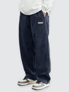 Firmin | Pantalon Homme en Velours Côtelé Jambe Droite Taille Élastique - Bleu marine