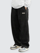 Firmin | Pantalon Homme en Velours Côtelé Jambe Droite Taille Élastique - Noir