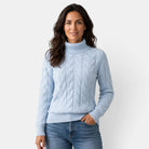 Florence | Pull Col Roulé Femme en Maille Torsadée Chaude d'Hiver - Bleu clair