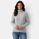 Florence | Pull Col Roulé Femme en Maille Torsadée Chaude d'Hiver - Gris