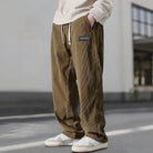Florent | Pantalon Homme Velours Côtelé Ample à Taille Cordon - Marron