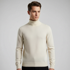 Florian | Pull Col Roulé Homme Coupe Droite au Toucher Cachemire - Beige