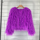 Françoise | Veste Courte en Fausse Fourrure à Poils Longs Femme - Violet