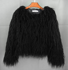 Françoise | Veste Courte en Fausse Fourrure à Poils Longs Femme - Noir