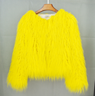 Françoise | Veste Courte en Fausse Fourrure à Poils Longs Femme - Jaune