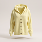 Gaëlle | Gilet à Capuche Femme Boutonné en Maille Douillette - Jaune pâle