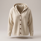 Gaëlle | Gilet à Capuche Femme Boutonné en Maille Douillette - Beige