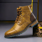 Gaspard | Boots Homme Effet Cuir à Lacets et Bout Rapporté - Camel