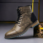 Gaspard | Boots Homme Effet Cuir à Lacets et Bout Rapporté - Taupe
