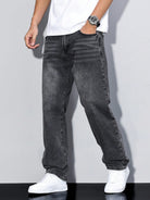 Gilles | Jean Homme Coupe Droite Ample en Denim Délavé - Noir délavé