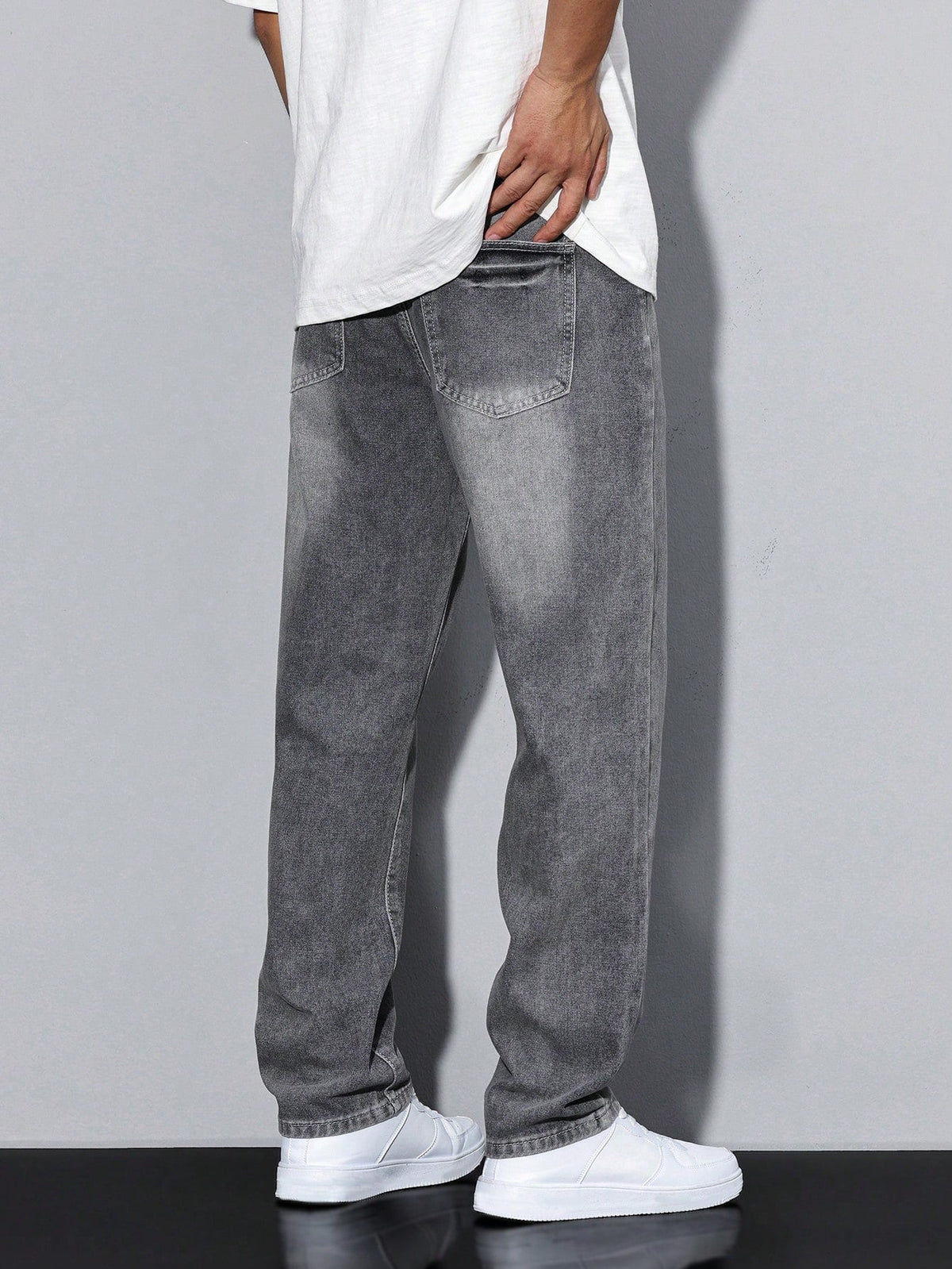 Gilles | Jean Homme Coupe Droite Ample en Denim Délavé - vue 9