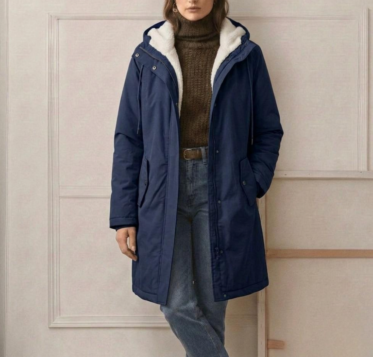 Gisèle | Parka Femme Doublée Polaire à Capuche, Taille Ajustable et Longueur Mi-Cuisse - vue 10