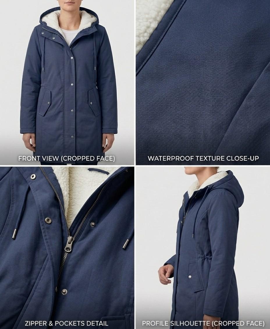 Gisèle | Parka Femme Doublée Polaire à Capuche, Taille Ajustable et Longueur Mi-Cuisse - vue 9