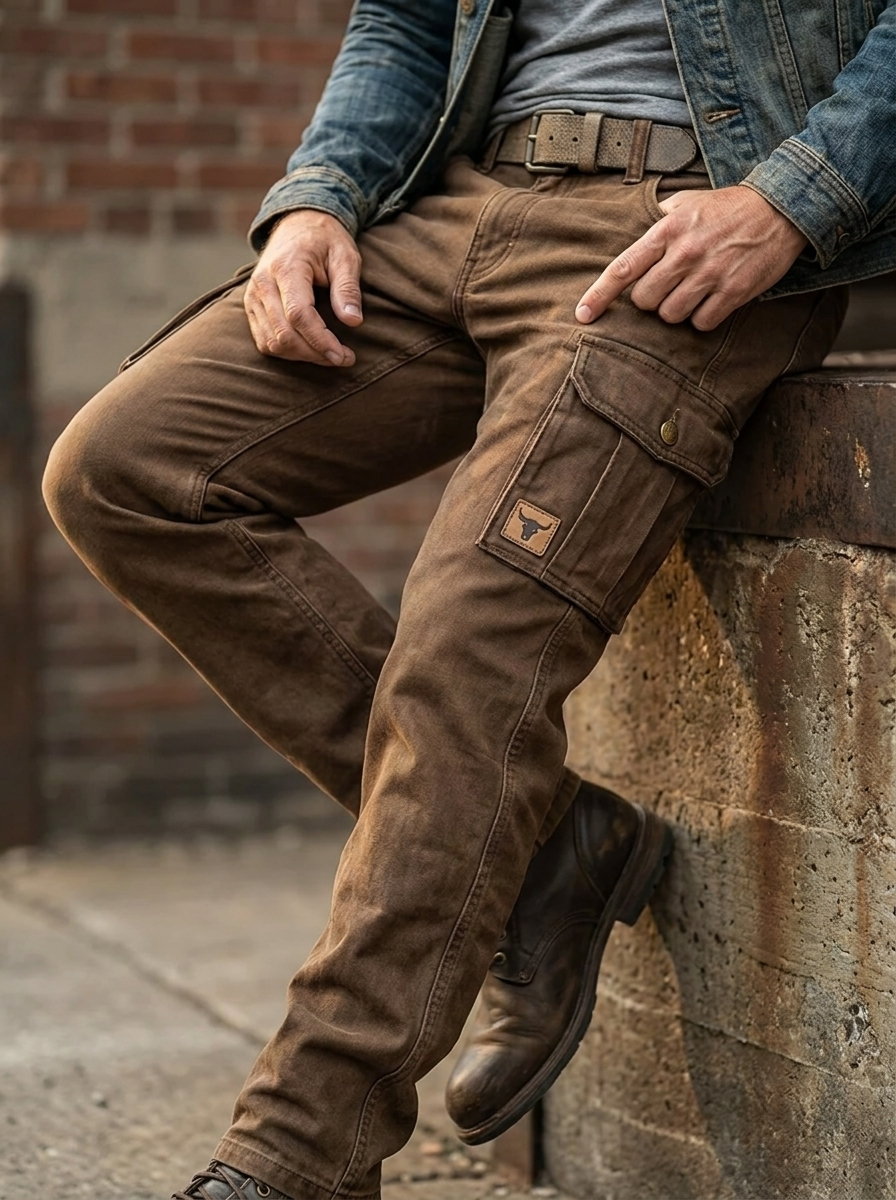 Grégoire | Pantalon Cargo Homme Épais Multipoches Coupe Droite - Marron