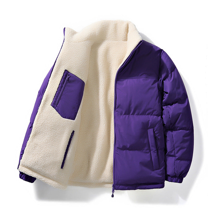 Henri | Doudoune Homme Réversible Matelassée et Sherpa à Col Montant - Violet