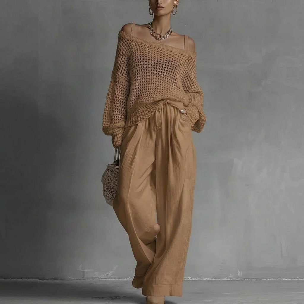Ines Paris | Ensemble deux pièces femme haut épaules dénudées pantalon large