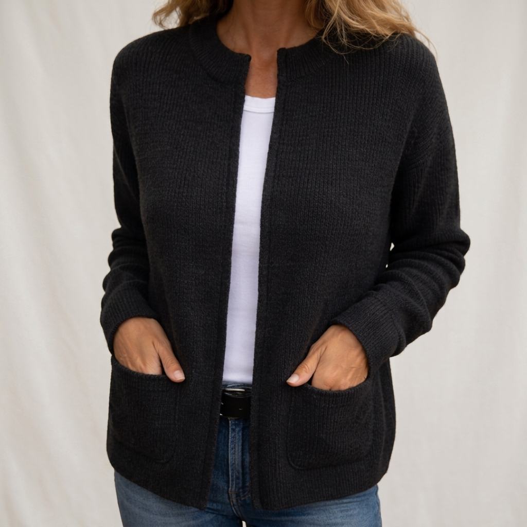 Ines Paris | Gilet zippé femme maille chaude à poches – Grande taille