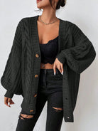 Hortense | Gilet Oversize Femme Torsadé à Manches Ballon - Noir