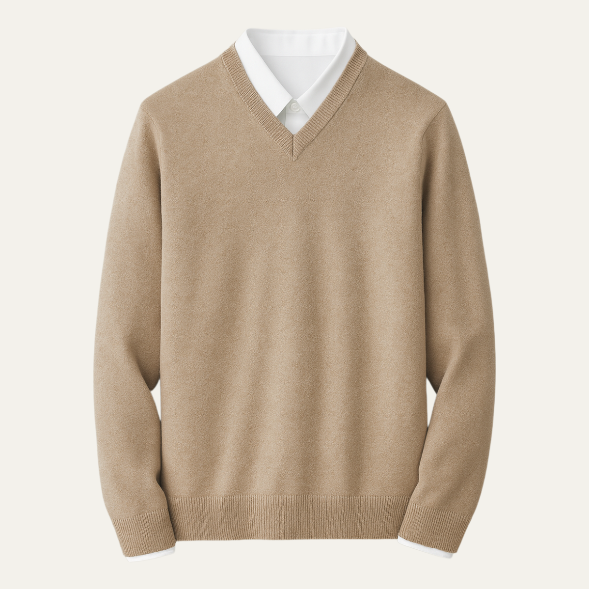 Hugues | Pull Homme Col V en Maille Douce Toucher Cachemire - vue 1