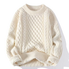 Ida | Pull Oversize Femme Toucher Cachemire à Torsades Col Rond - Blanc
